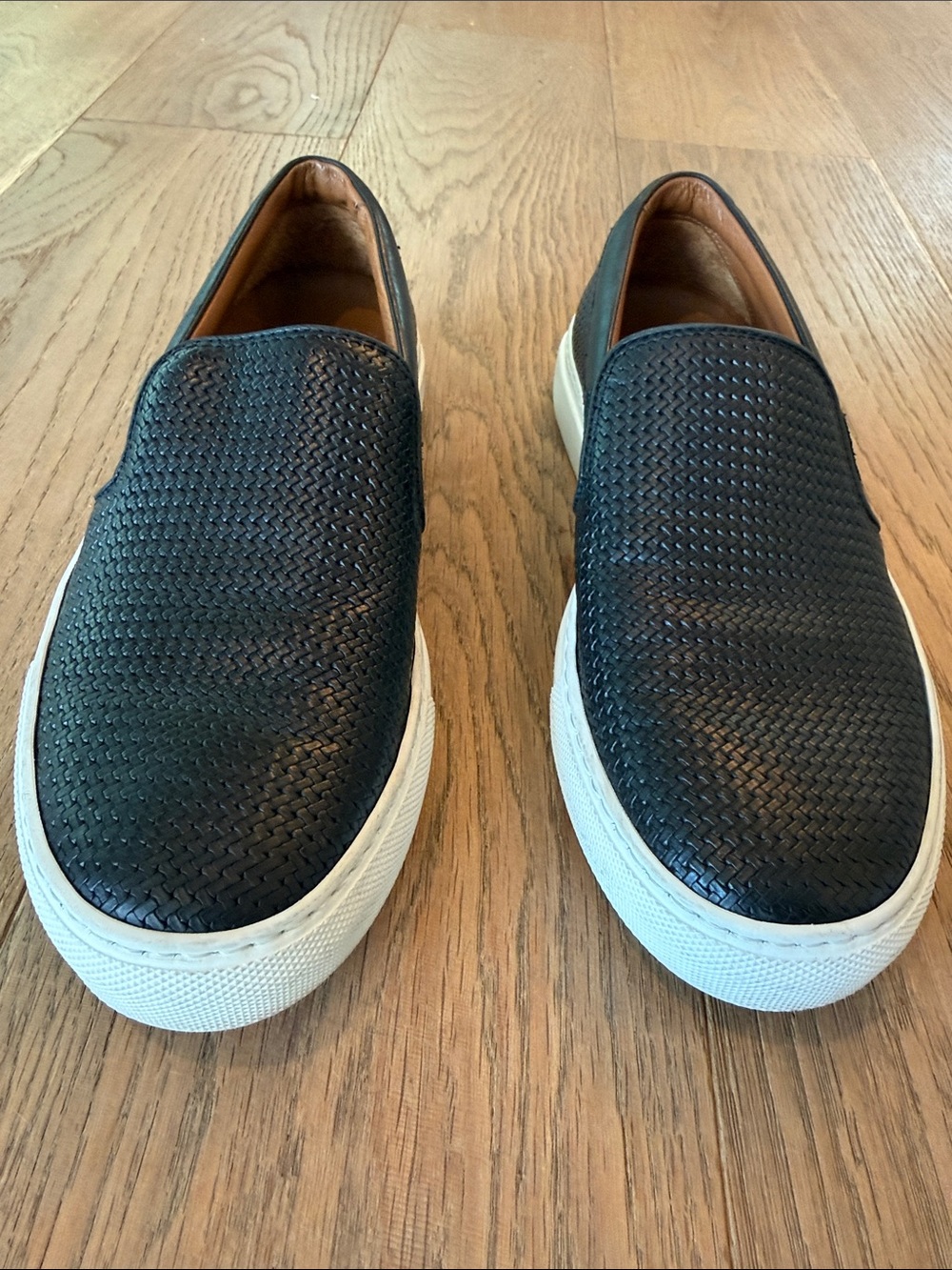 Aquatalia Woven Leather Slip-Ons - 7.5